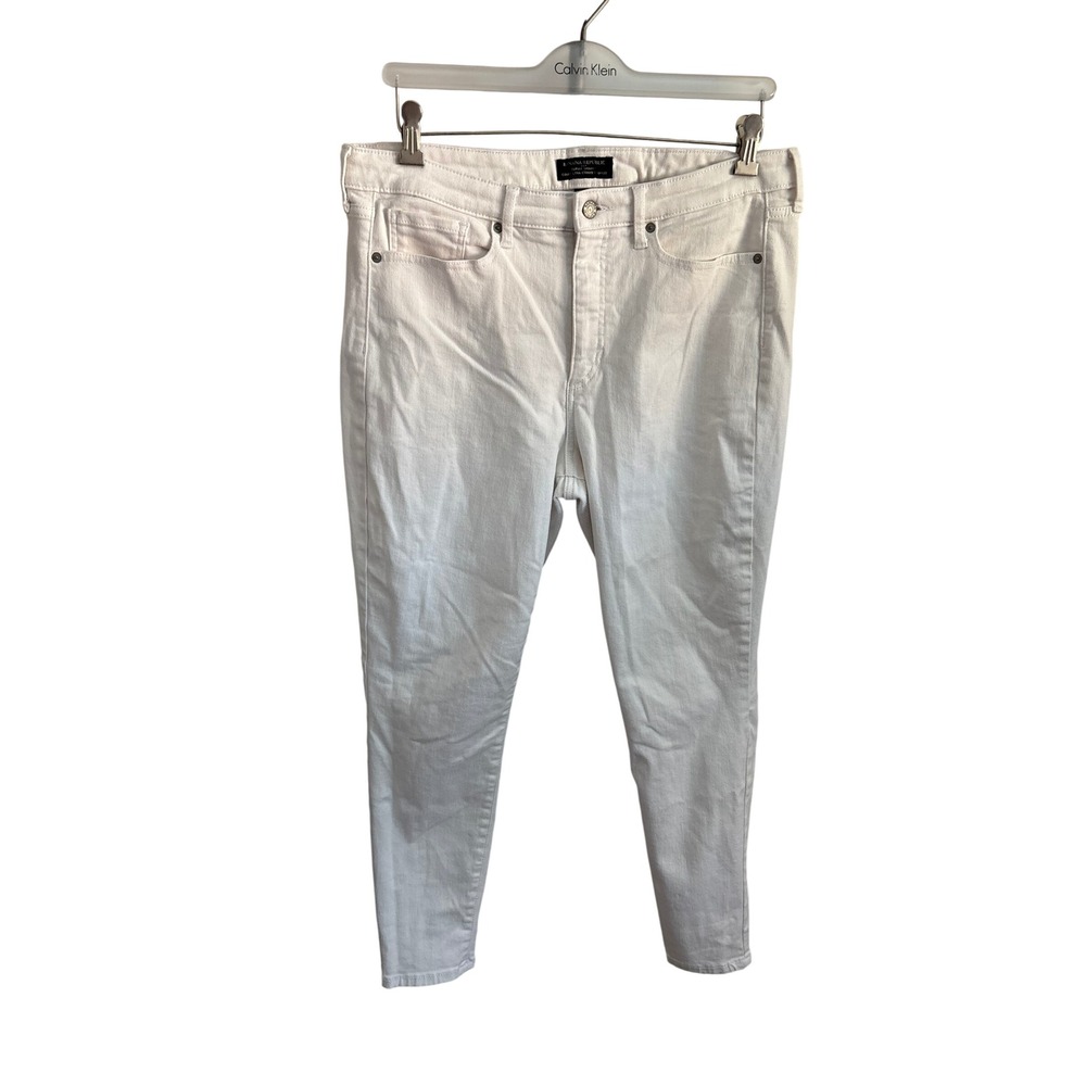 Banana Republic Curvy Skinny White Denim Jeans Size 32 / 14 Mid Rise Stretch